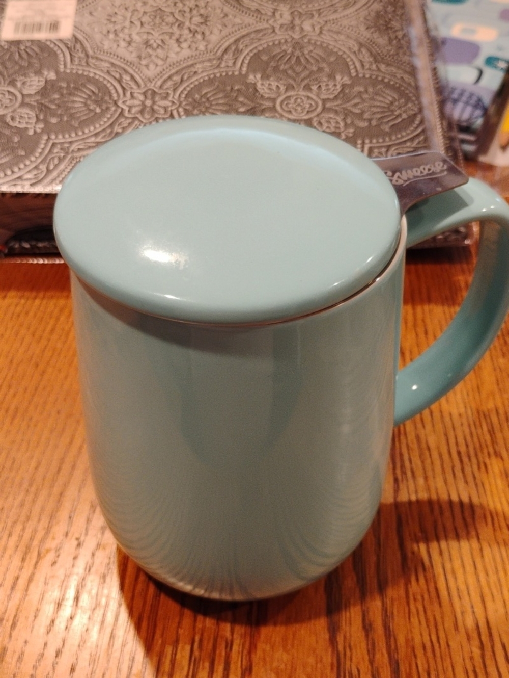 Light Blue Ceramic Mug with Lid - Home Dining